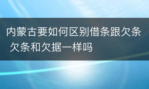内蒙古要如何区别借条跟欠条 欠条和欠据一样吗