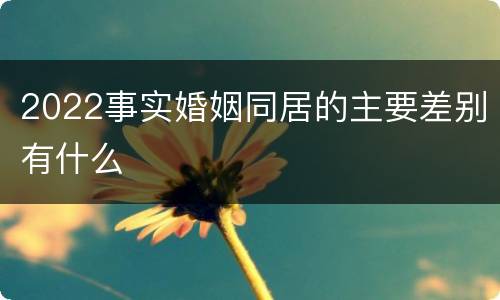 2022事实婚姻同居的主要差别有什么