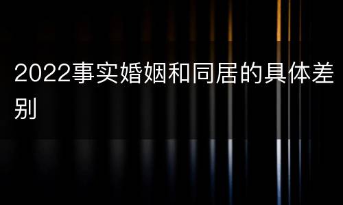 2022事实婚姻和同居的具体差别