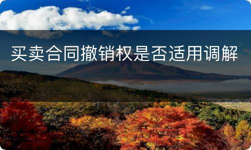 买卖合同撤销权是否适用调解