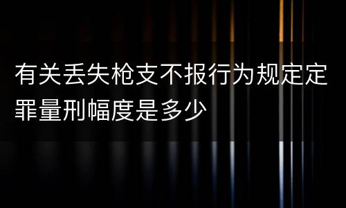 有关丢失枪支不报行为规定定罪量刑幅度是多少