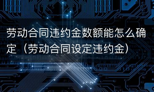 劳动合同违约金数额能怎么确定（劳动合同设定违约金）
