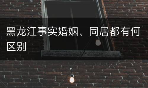 黑龙江事实婚姻、同居都有何区别