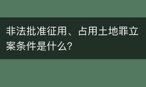 非法批准征用、占用土地罪立案条件是什么？