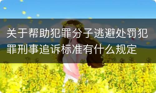 关于帮助犯罪分子逃避处罚犯罪刑事追诉标准有什么规定