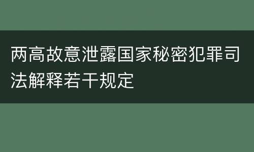 两高故意泄露国家秘密犯罪司法解释若干规定