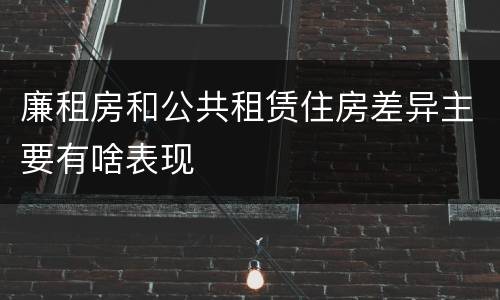 廉租房和公共租赁住房差异主要有啥表现