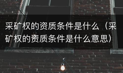 采矿权的资质条件是什么（采矿权的资质条件是什么意思）