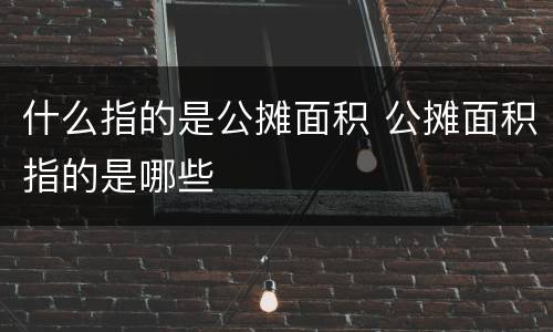 什么指的是公摊面积 公摊面积指的是哪些