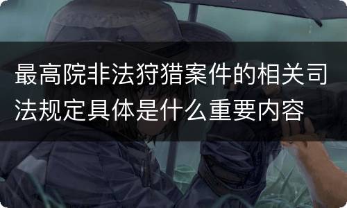 最高院非法狩猎案件的相关司法规定具体是什么重要内容