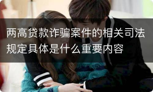 两高贷款诈骗案件的相关司法规定具体是什么重要内容