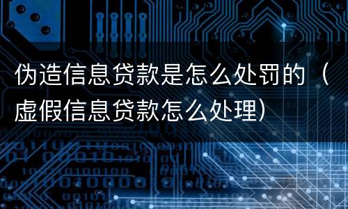伪造信息贷款是怎么处罚的（虚假信息贷款怎么处理）
