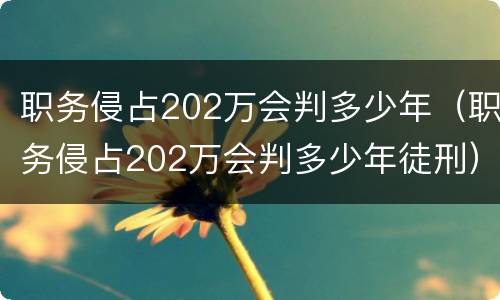 职务侵占202万会判多少年（职务侵占202万会判多少年徒刑）