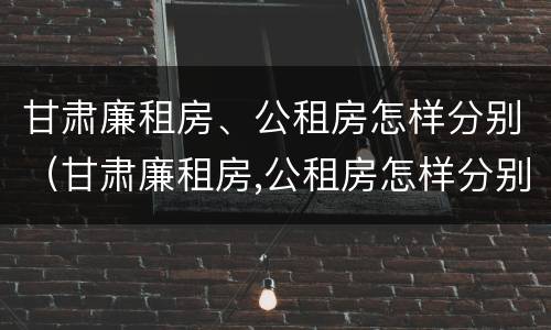 甘肃廉租房、公租房怎样分别（甘肃廉租房,公租房怎样分别摇号）