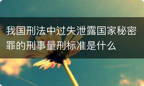 我国刑法中过失泄露国家秘密罪的刑事量刑标准是什么