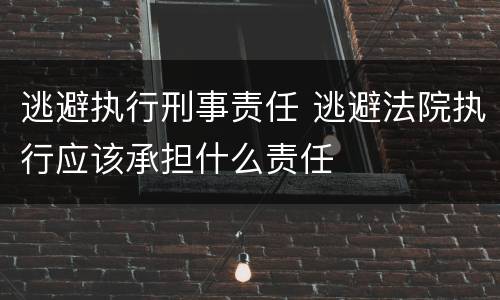 逃避执行刑事责任 逃避法院执行应该承担什么责任
