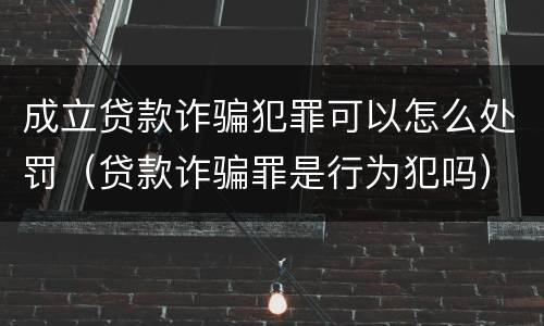 成立贷款诈骗犯罪可以怎么处罚（贷款诈骗罪是行为犯吗）