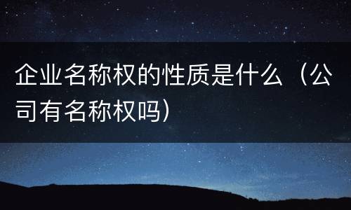 企业名称权的性质是什么（公司有名称权吗）
