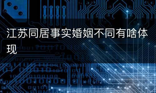 江苏同居事实婚姻不同有啥体现