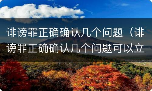 诽谤罪正确确认几个问题（诽谤罪正确确认几个问题可以立案）