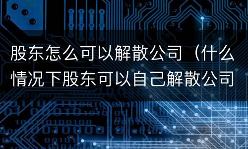 股东怎么可以解散公司（什么情况下股东可以自己解散公司）