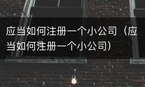 应当如何注册一个小公司（应当如何注册一个小公司）