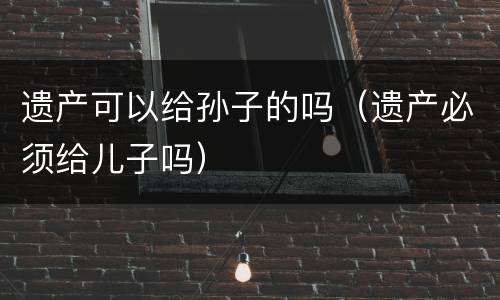 遗产可以给孙子的吗（遗产必须给儿子吗）