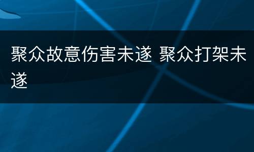 聚众故意伤害未遂 聚众打架未遂