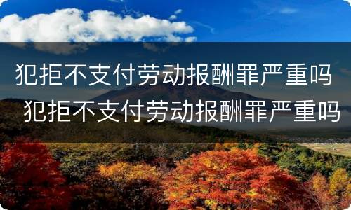 犯拒不支付劳动报酬罪严重吗 犯拒不支付劳动报酬罪严重吗