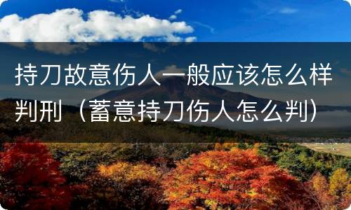 持刀故意伤人一般应该怎么样判刑（蓄意持刀伤人怎么判）