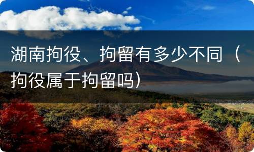 湖南拘役、拘留有多少不同（拘役属于拘留吗）