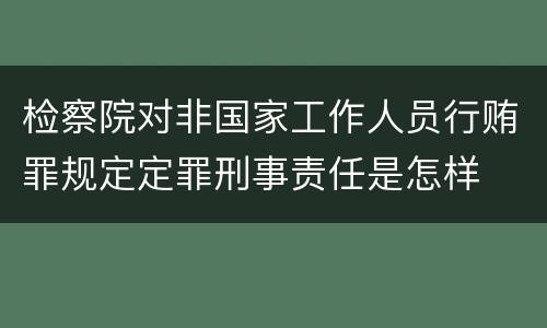 检察院对非国家工作人员行贿罪规定定罪刑事责任是怎样