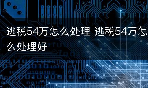 逃税54万怎么处理 逃税54万怎么处理好