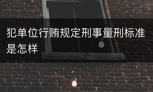 犯单位行贿规定刑事量刑标准是怎样