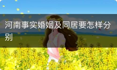 河南事实婚姻及同居要怎样分别