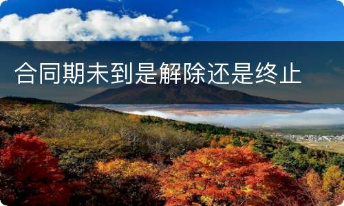 合同期未到是解除还是终止