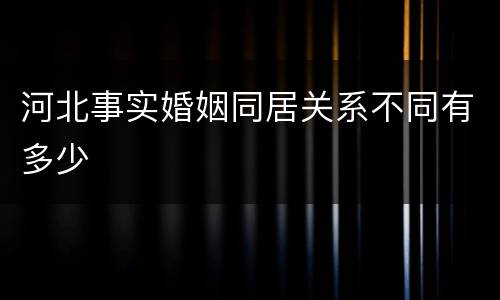 河北事实婚姻同居关系不同有多少