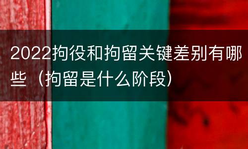 2022拘役和拘留关键差别有哪些（拘留是什么阶段）