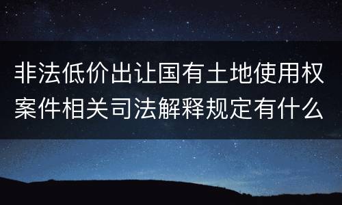 非法低价出让国有土地使用权案件相关司法解释规定有什么主要内容