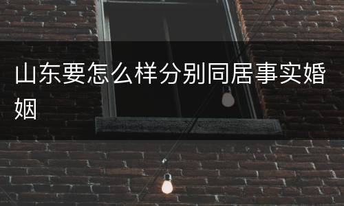 山东要怎么样分别同居事实婚姻
