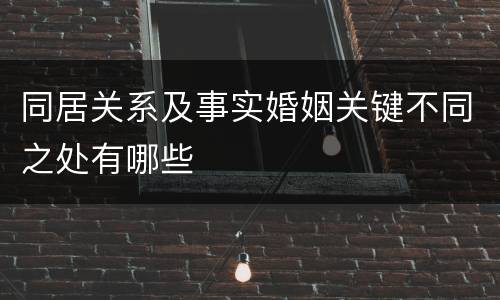 同居关系及事实婚姻关键不同之处有哪些