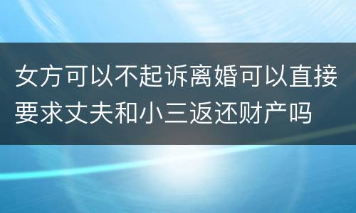 女方可以不起诉离婚可以直接要求丈夫和小三返还财产吗