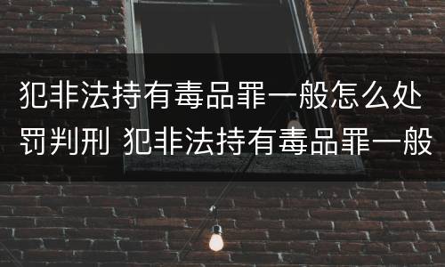 犯非法持有毒品罪一般怎么处罚判刑 犯非法持有毒品罪一般怎么处罚判刑多少年