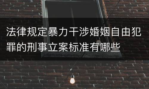 法律规定暴力干涉婚姻自由犯罪的刑事立案标准有哪些