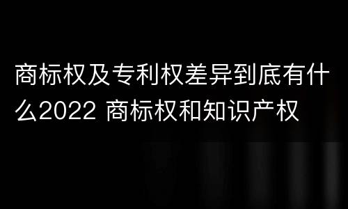 商标权及专利权差异到底有什么2022 商标权和知识产权