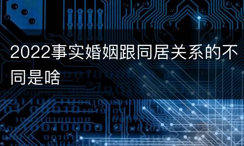 2022事实婚姻跟同居关系的不同是啥