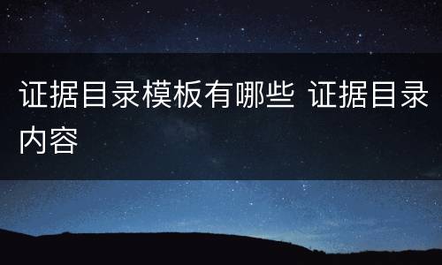 证据目录模板有哪些 证据目录内容
