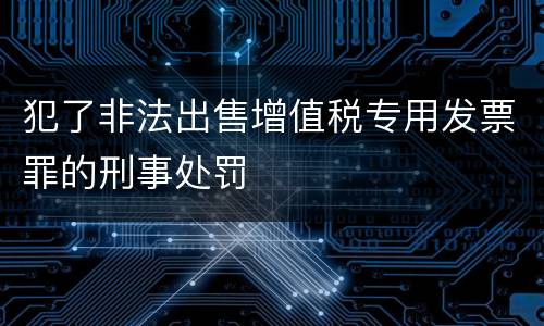犯了非法出售增值税专用发票罪的刑事处罚