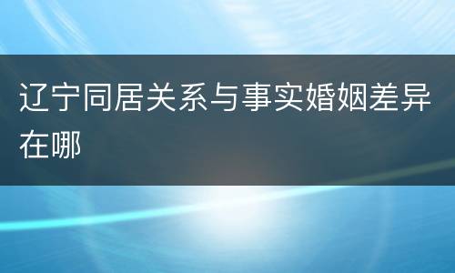 辽宁同居关系与事实婚姻差异在哪