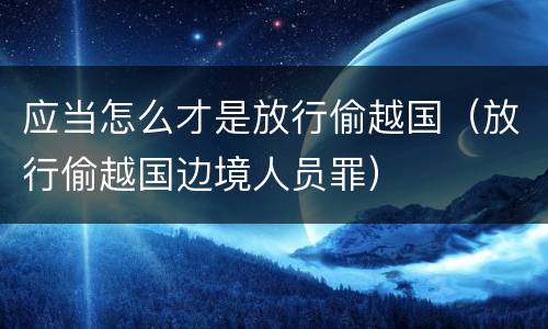 应当怎么才是放行偷越国（放行偷越国边境人员罪）